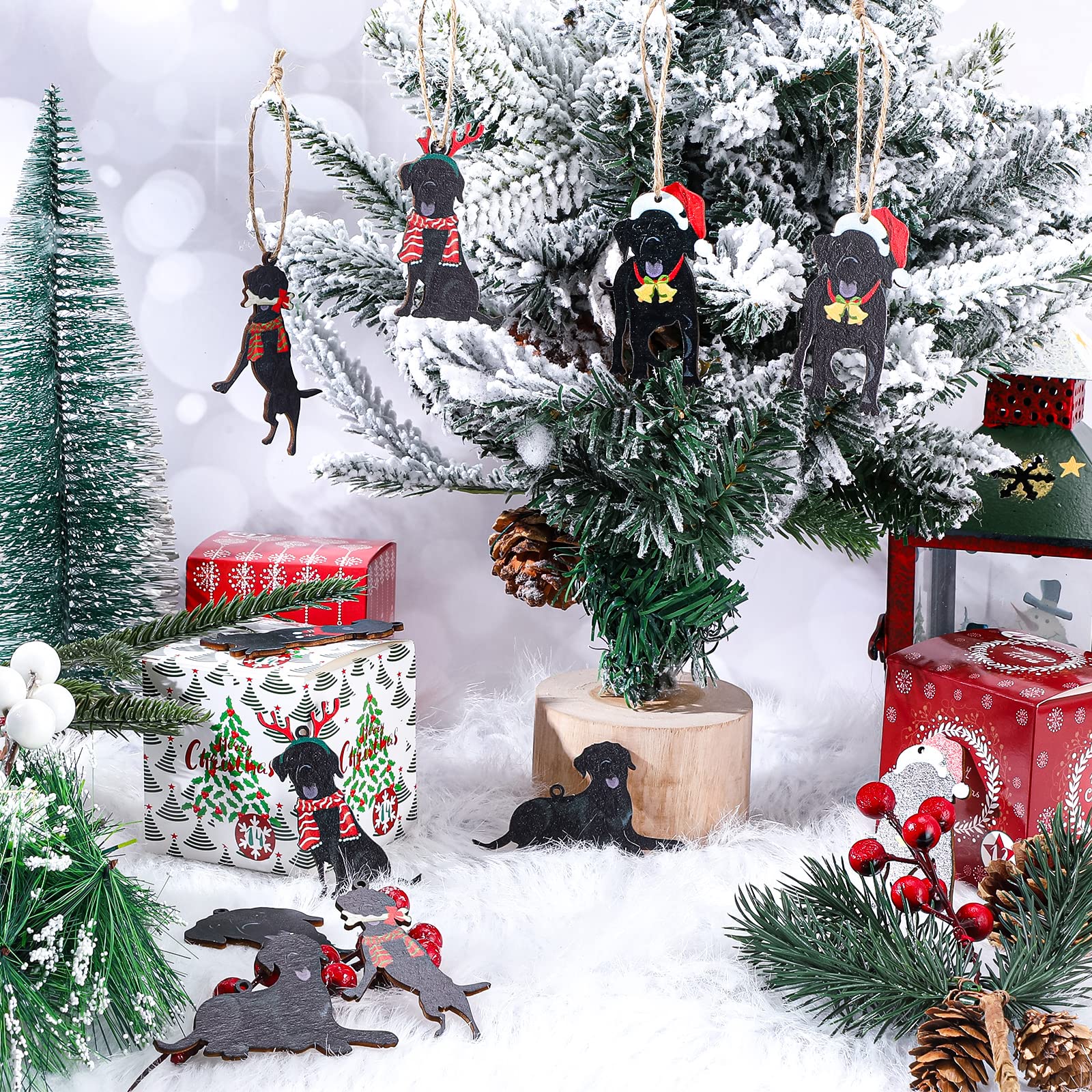 Amazon.co.jp: 32個 クリスマス ブラック ラブラドール 犬 ハンギング